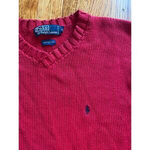 Vtg Polo Ralph Lauren Mens Sweater M Red Pony Knit 100% Cotton Pullover Crewneck